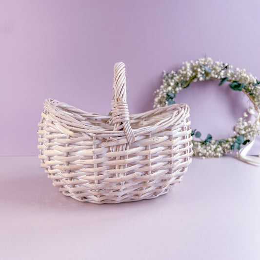 Flower Girl Basket - White